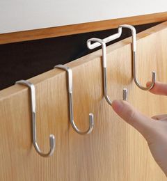 Hooks Rails Stainless Steel Hook Double Sshaped Sundries Hanging Punch Kitchen And Bathroom Cabinet Door HookHooks4916817