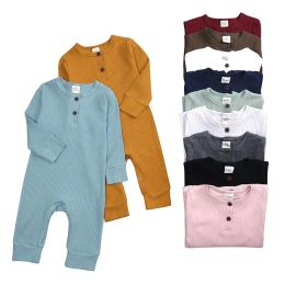 One-Pieces Solid Colour Baby Clothes Girl Rompers Fashion Baby Boy Clothes Cotton Long Sleeve Toddler Romper Infant Clothes 024 Months