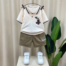 Clothing Sets Summer Baby Boy Clothes Set Children Lapel Tshirts And Shorts 2pcs Suit Teenage Letter Short Sleeve Top Bottom Outfit