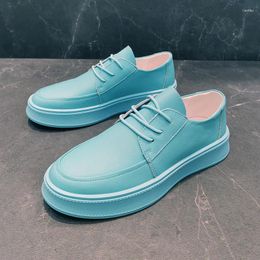 Casual Shoes Men Fashion Party Banquet Dress Flats Lace-up White Blue Shoe Breathable Platform Sneakers Youth Genuine Leather Footwear