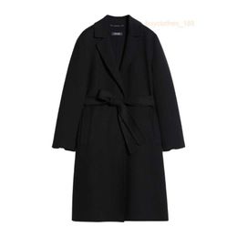 Designer Coats Cashmere Coats Luxury Coats MAX Maras Womens Pure Wool Double Sided Woven Handsewn Black Bathrobe Style Coat