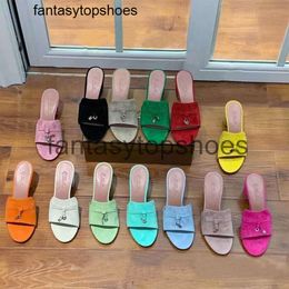 Loro Piano LP One Piece Heel Shoes Thick Lazy Slippers 2022 Summer New Slippers Wearing Open Toe Half Slippers Outside Women