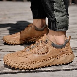 Casual Shoes Genuine Leather Men Sneakers Lightweight Walking Footwear Comfortable Men's Non-slip Hiking Running Outudoor