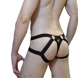 Briefs Panties CLEVER-MENMODE Sexy Men Bondage Underwear Jockstrap Mesh G String Elastic Hollow Lingerie Thong T-back Penis Pouch Underpants Y240425