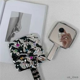 Mirrors Handheld Makeup Mirror Liquid Ins Style Portable Waved Shaped Mirror Travel Cosmetic Tool Beauty Salon Girl Gifts