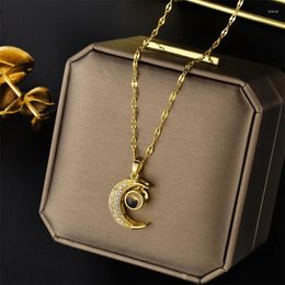 Pendant Necklaces Sweet Romantic Love Memory Moon Stainless Steel For Women Korean Fashion Female Sexy Wedding Jewelry Wholesale