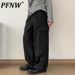 Men's Pants PFNW Overalls Loose Straight-leg Large Pocket Design Male Cargo Japanese Harajuku Style 2024 Summer 28W3167