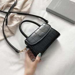 Shoulder Bags 2024 Mini Small Square Women'S Fashion PU Leather Crossbody Bag Crocodile Pattern Chain Messenger Handbag