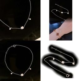 Women's Jewellery Chain Bracelet 0.15Ct Square Diamond Au750 White Gold Original Quality