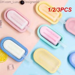 Ice Cream Tools 1/2/3 silicone ice cream Moulds with lid and sticker cute heart-shaped lollipops making tools party Q2404251