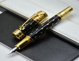 Limited edition Elizabeth Fountain pen Black Golden Silver engrave with Diamond inlay Cap Business office supplies Writing Smooth 6936880