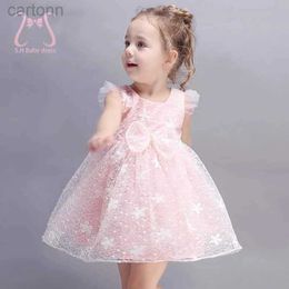 Girl's Dresses Summer Toddler Girl Princess Evening Dress Bow Sleeveless Kids Costume Baby Birthday Party 0 To 3 Years Old Children Clothes d240425