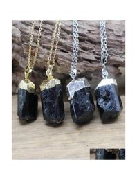 Pendant Necklaces Black Tourmaline Pendants Chains Chakra Healing Crystal Natural Gmes Quartz Chips Reiki Chams Necklace Women Dro2319618