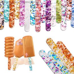 Ice Cream Tools 10 pieces of colorful acrylic ice cream sticks sequins homemade reusable molds cheese stick accessories Q240425