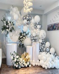 147Pcs White Chrome Metallic Silver Balloon Garland Arch Kit For Birthday Wedding Party Decoration Balloons Bride Baby Shower X0722816678