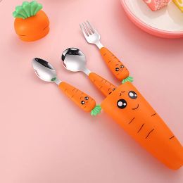 Feeding Baby Feeding Utensils Cartoon Fork Spoon Child Cutlery Set Kid Tableware Kitchen Gadgets Cake Salad Vegetable Fork Teaspoon Gift