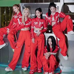 Stage Wear Women Group Kpop Dancer Outfit Singer Dancer Jazz Dance Costume Red Hip Hop Clothing Stage Performance Wear d240425