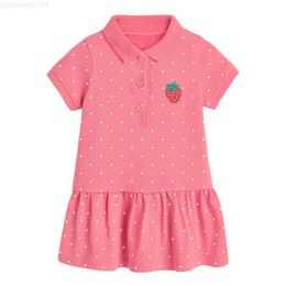 Girl's Dresses Little maven Summer Girls Clothes Strawberry Appliques Lovely Kids Girls Causal Polo Dresses for Girls Turn-Down Collar DressL2404