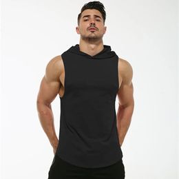 MRMT Brand Cotton Mens T shirt Hooded Sleeveless T-shirt For Male Men Tank Tops Fitness Hoody T-shirts Curved Hem Vest 240415