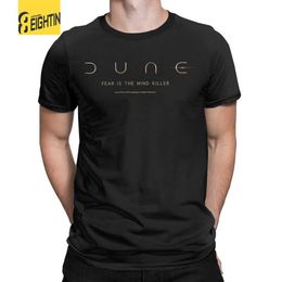 Men's T-Shirts Dune Arrakis Movie Worm Mens T Shirts Fear is the Mind Killer Novelty Tees Short Sleeve O Neck T-Shirts 100% Cotton Clothes T240425