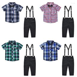 Clothing Sets Little Children's Set For Boy Gentleman Grid Shirt Long Pants Wedding Roupa Infantil Pra Menino Handsome Kids Clothes