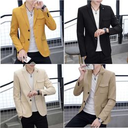 Suits Men's Blazers Spring Suit Top Men Single Breasted Buckle Two Buttons Slim Trend Casual Tops 230705 s