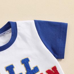 Clothing Sets Baby Boy 4th Of July Outfits Letter Print Short Sleeve T-Shirt Drawstring Shorts Cute Independence Day Clothes Set