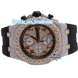 Mens trendy automatic moissanite diamonds wrist watches made with stainless steel rubber belt for luxury and proper style