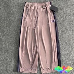Men's Pants 2024 Dark Pink Wide Leg Men Women Purple Embroidered Butterfly Knitted Edge Oversize Japan Harajuku Trousers