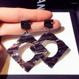 Stud Earrings Fashion Gold Plated Long Section Exaggerated Trend Geometric Female Simple Luxury Sequin Pendant