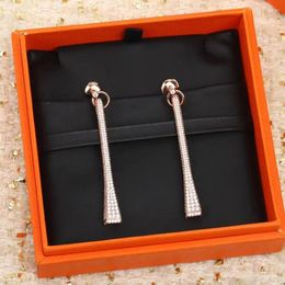 Dangle Earrings Europe Designer Brand Rose Gold Full Diamond Necklace Luxury Set Woman Top Quality Jewellery Trend 2024