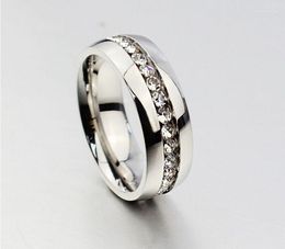 Band Rings Silver Diamond Wedding For Women Men Stainless Steel Engagement Ring Anillos Anel