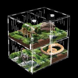 Terrariums 4 Grids Acrylic Pet Reptile Cage Breeding Box Terrarium Lizard Insect Climbing Spider Snake Tank Clear