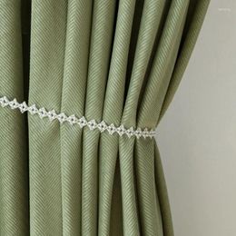 Curtain Nordic Herringbone Pattern Matcha Green Fabric Luxury Blackout Bedroom Living Room Bay Window Simple Velvet