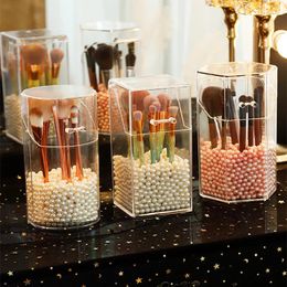 Vases Vase With Pearl For Home Decor Pen Holder Floor Ornaments Desktop Storage Makeup Brush Decoration