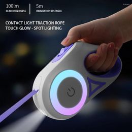 Dog Collars 5M Automatic Retractable Leash LED Luminous Leading Fashion Light Straps For Puppy Pet Walking Running Lead