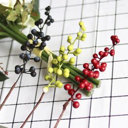 Decorative Flowers 6pcs Artificial Berry Fake Red Berries Cherry 4 Colours DIY Bouquet Home Wedding Christmas Decoration