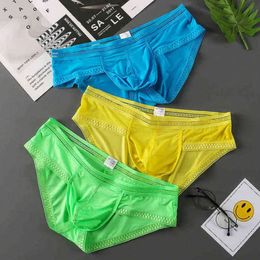 Underwear Luxury Mens 3PC Briefs Ice Silk U Pouch Men Sexy Lingerie Low-Rise Summer Panties Man Sea Satin Underpants Drawers Kecks Thong SYTB