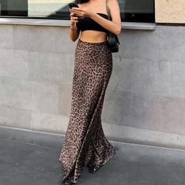 Skirts Zipper Half-opening Skirt Dating Leopard Print High Waist Fishtail Maxi For Women Elegant Floor Length Party Prom