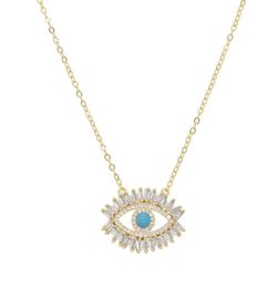 Evil Eye Necklaces Gold Blue Eyes Jewelry Simple Womens Girls drop gold color dainty cz crystal necklace girl lady gift247U5742865