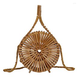 Drawstring ASDS-Women Vintage Fashion Bamboo Woven Shoulder Crossbody Bags Trendy Ethnic Style Small Cute Round Handbags