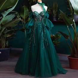 Party Dresses Green Sweetheart Appliques Evening Dress Long Bubble Sleeve A-line Fairy Formal Prom Elegant And Pretty Women Gown 2024