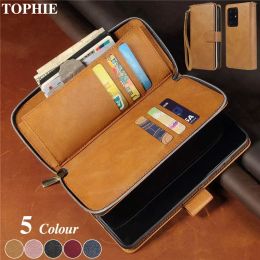 Cases Leather Wallet Card Case For Samsung Galaxy Note 20 Ultra 10 S24 S23 Plus S22 Ultra S21 S20 FE S10E S9 Zipper Purse Cover Coque
