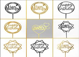 Other Festive Party Supplies 10Pcslot Multi Style Acrylic Hand Writing Happy Birthday Cake Topper Dessert Decoration For Lovely6897242