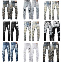 designer mens purple jeans fashion high street skinny vintage black white jeans casual middle slim straight leg pant mens jeans