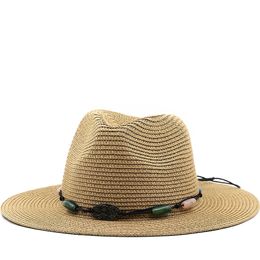 Top Quality Man Straw sun Hat Wide Brim Beach Foldable Cap Big Bone Men Plus Size summer women Fedora 56-58-60cm 240423