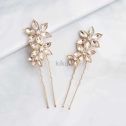 Wedding Hair Jewelry 1PS Newest Gold Flowers Wedding Hair pins Bridal Hair Jewelry Accessories Women Hair Clips Headpieces for Bride d240425