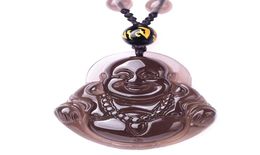 Natural Ice Obsidian Big Belly Buddha Pendant Black Maitreya Buddha Necklace Female5279603