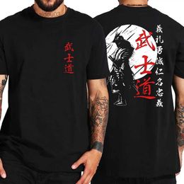 Men's T-Shirts Japan Samurai Spirit T Shirts For Men Japanese Style Back Print Loose Oversized Men Clothing Tops T-shirt Bushido Male Gifts TeeL2404