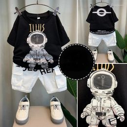 Clothing Sets Korean Children's Clothes 2024 Summer Kids Boys Casual Suit Baby Outdoor T-shirt Letter Shorts Two Pieces Set